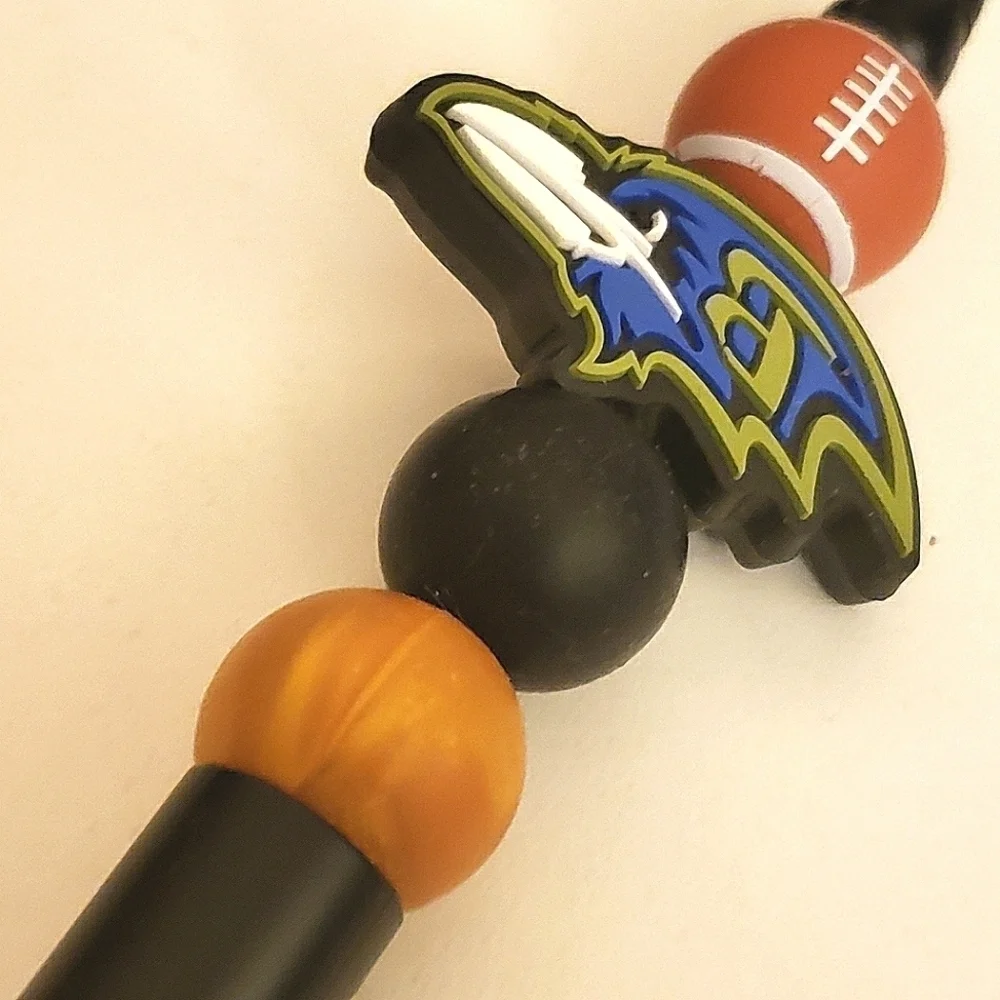Handmade Baltimore Ravens Football Beaded Silicone Focal Bead Pen